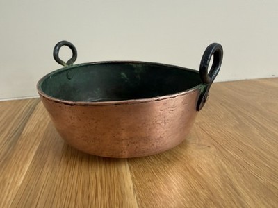 Rustic Hand Crafted Hammered Copper  Pot with Riveted Handles 6.5 