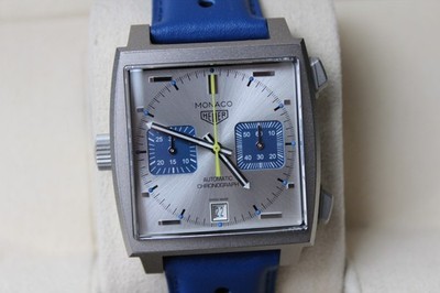 Tag Heuer Titanium Monaco Racing Blue Chronograph CAW218C.FC6548 BOX PAPERS! WOW