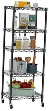 Small 5 Tier Shelves Storage Wire 5-Black(12 "D X 18 "W X 57.2 "H) Black