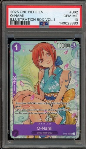 One Piece CCG O-Nami Illustration Bx. Vol. 1 OP05-062 PSA 10 Gem Mint