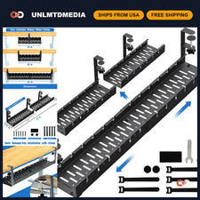 Extendable Under Desk Cable Management Tray - No Drill, Metal Clamp, 31" Wire Or