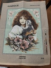 Vintage DMC Margot AMANDINE Needlepoint Canvas 19.75" x 25.5" 10 hpi penelope