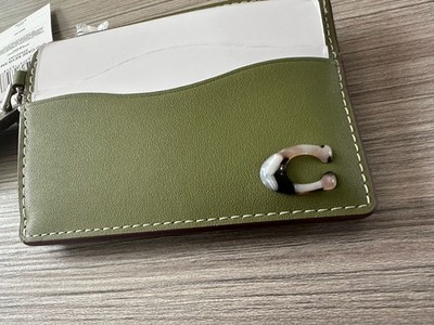 NWT Coach Wavy Zip Card Case In Coachtopia Leather W/ Key Ring