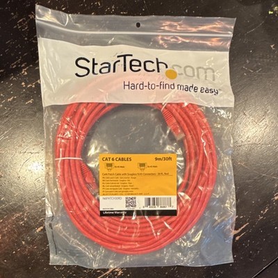 StarTech.com Cat6 RJ-45 Ethernet Patch Cable 30 ft Snagless Red N6PATCH30RD