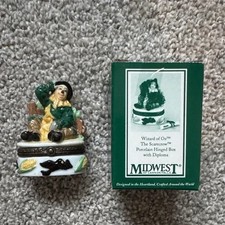 Scatola porcellana con cerniera vintage il mago di Oz spaventapasseri Midwest of Cannon Falls