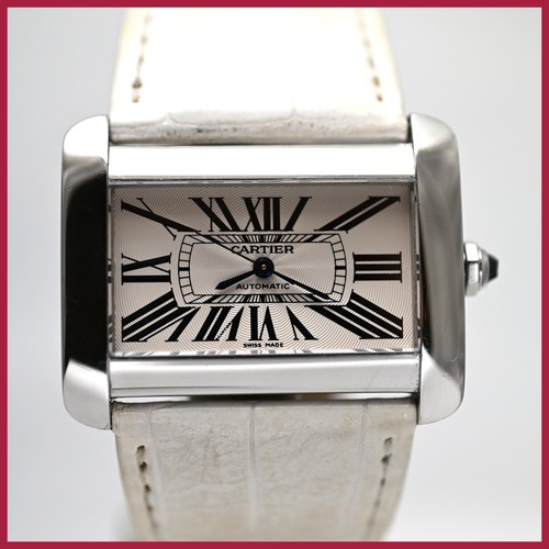 CARTIER TANK DIVAN 2612 STEEL 38MM AUTO LADIES WATCH WITH