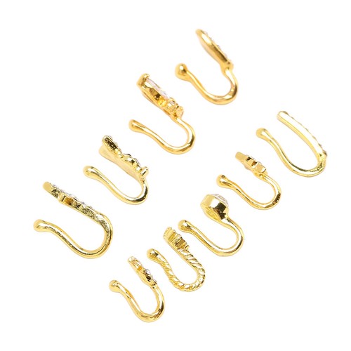 9 Pcs Fake Nose Rings Shiny Fashionable No Piercing Nose Clip Kit Faux Nose MNS - Picture 8 of 22