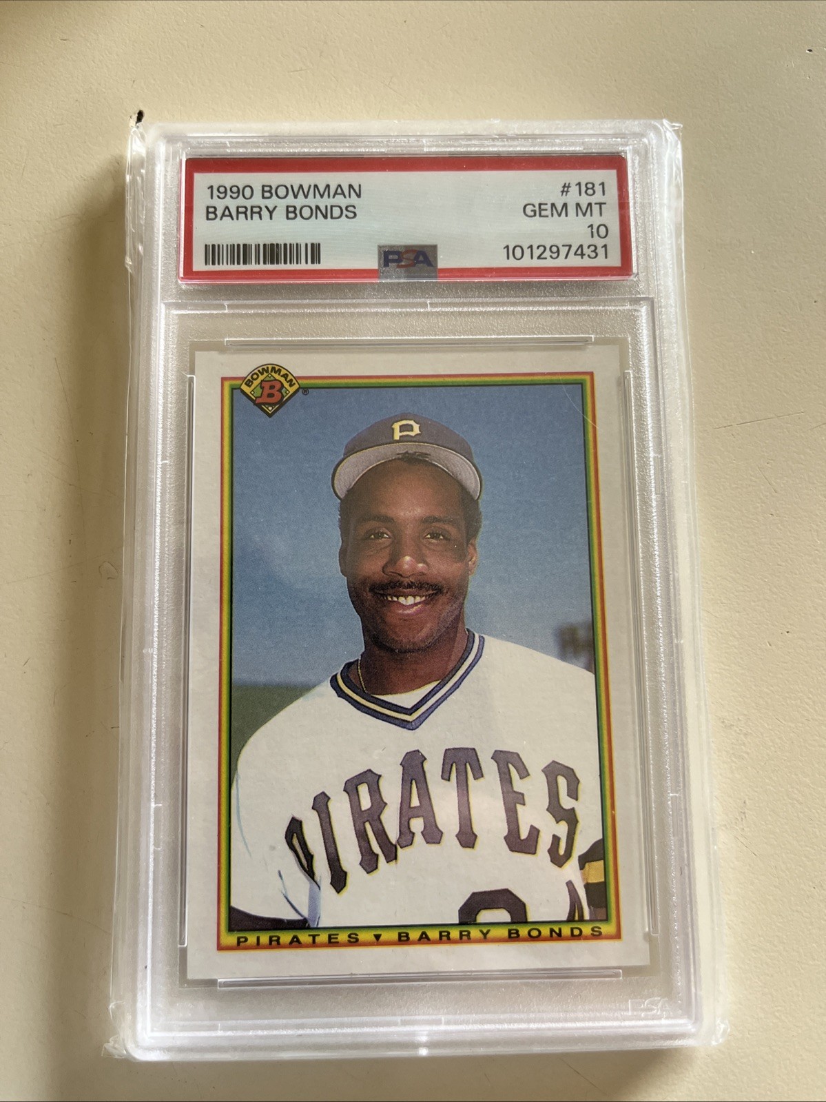 1990 Bowman Barry Bonds #181 Pirates PSA 10 Pop 51 20% Gem Rate ATG Clean view 1