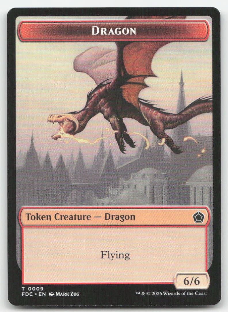 Dragon // Dragon Double-Sided Token 8-9 FDC Commander: Foundations Magic MTG NM
