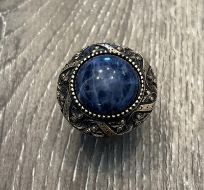 Victorian Jewel Knob Blue Sodalite Bronze Cabinet Dresser High End Ornate