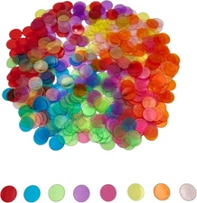 500 Pcs of 3/4 inch Transparent 8 Color Clear Bingo Counting Chips Plastic... 