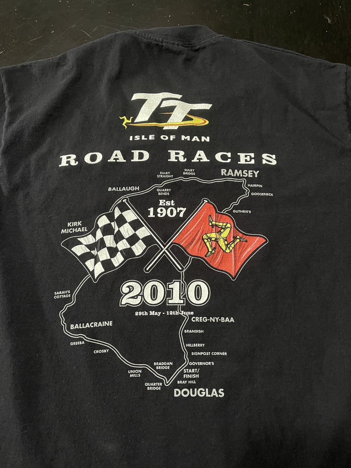 TT Isle Of Man Road Races 2010 T-Shirt, Black, Size: Large