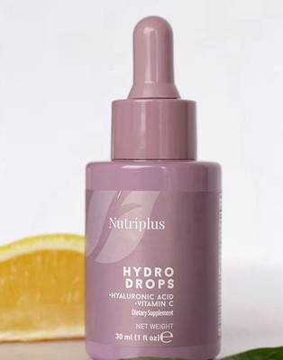 FARMASI NUTRIPLUS HYDRO DROPS HYALURONIC ACID & VIT C SUPPLEMENT 1oz. FREE SHIPP