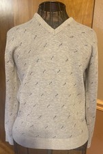 Robert Bruce Made In USA Mens Tan V-Neck Sweater Medium Vintage Classic Knit