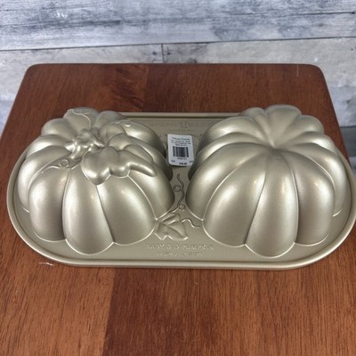 Nordic Ware Baby 3-D Pumpkin Cake Pan!!! Gold Color Made in USA!!