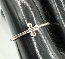 Sterling Silver 925 Celtic Shaped Cross Open Back Adjustable Ring Sz. 7