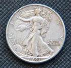 1943-P Walking Liberty Half Dollar - Circulated - 90% Silver    #N1686