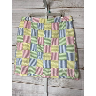 NWT EP Pro Women's Size 14 Pastel Patchwork Seersucker Plaid Mini Skirt