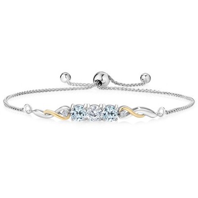 Two-Tone Gemstone Birthstone and Sky Blue Topaz and Accent Lab Grown Diamond