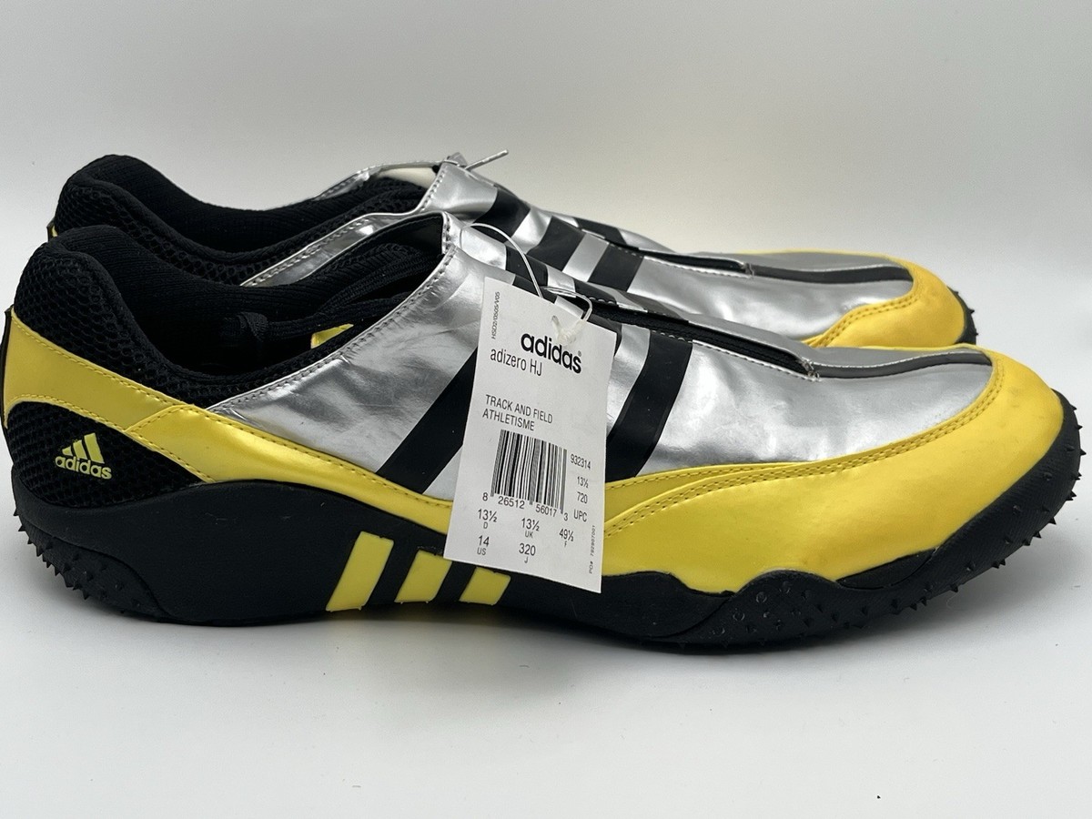 2008 Men's Adidas Adizero High Jump Shoes Black/Yellow/Silver Size
