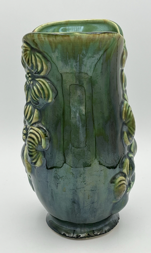 Vintage McCoy Pottery Vase 667 8 USA Green Drip Glaze Dogwood Flowers 8" Tall - Picture 4 of 11