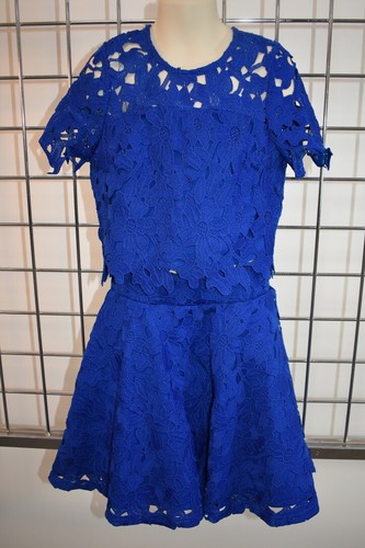 Miss Behave 2 Pcs. Blue Cotton Lace Floral Girls DRESS SIZE Small ON SALE df - Picture 6 of 6