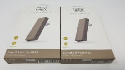 2 Pack Native Union SLIM High Speed Dual 2 Port USB 3.1 Smart Charger TAUPE NEW