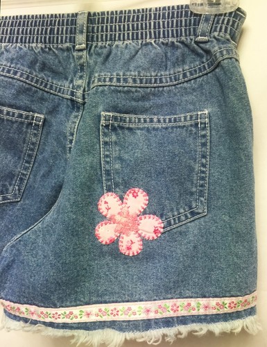 TWEETY Bird Butterfly Flower 6X 6 7 Girl Denim Shorts Holiday Cute Pretty Gift - Picture 6 of 12