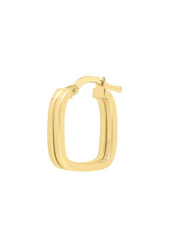 Pendiente de aro cuadrado de doble fila de oro amarillo de 14k de 16 mm con cierre de bisagras de 1,5 gramos