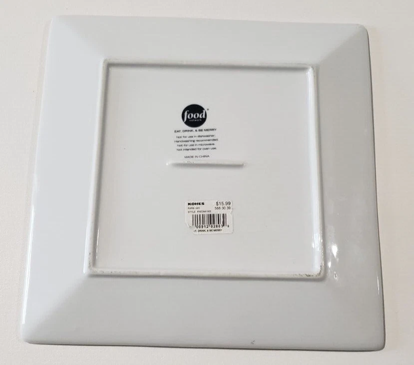 Eat Drink & Be Merry St. Nicholas Square Set SIX Dinner Plates Dashing Reindeer - Image 3 of 4