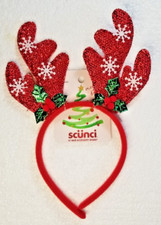 Scunci Sparkle Reindeer Headband Snowflake  Holly Accents One Size Unique NEW