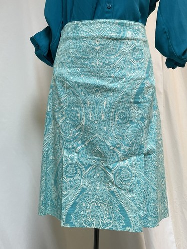 Talbots Skirt Size Petite 6P Straight 32x20.5 Paisley Cotton Blend Aquamarine - Picture 15 of 23