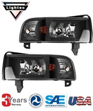 For 1994-2002 Dodge Ram 1500 2500 3500 Headlights Front Lamps Black Clear 2pcs For 1994-2002 Dodge Ram 1500 2500 3500 Headlights Front Lamps Black Clear 2pcs