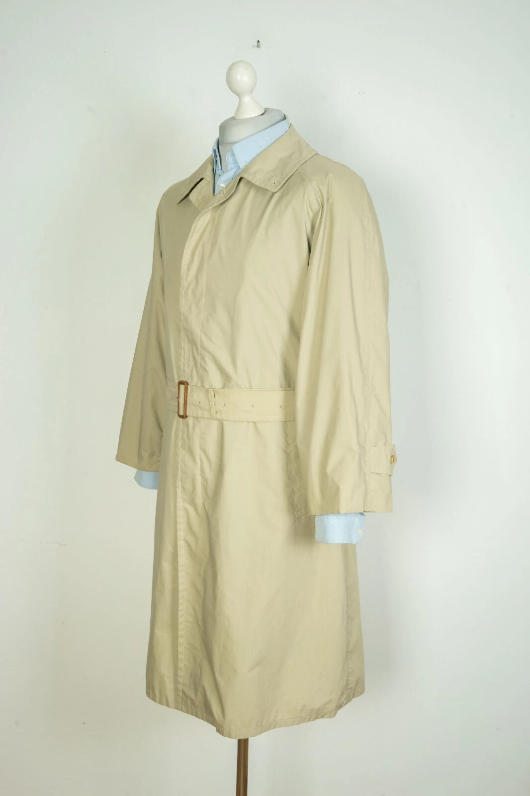 Burberrys Belted Beige/Green Men's Trench Coat Jacket Genuine Superb Size 50 - product detail image 5