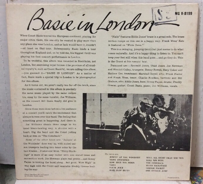【中古】Basie in London MGV-8199 Count Basie Orchestra Basie In London Record MGV-8199 | eBay