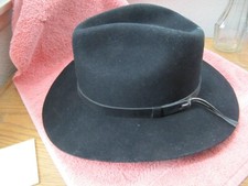 VINTAGE STETSON MALLORY WESTERN STYLE BLACK HAT SIZE 7 1/8TH