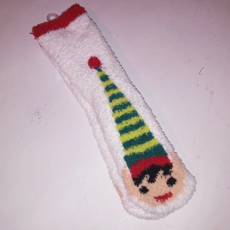 Old Navy 舒适袜 均码 成人 白色 红色 圣诞精灵 全新 — 第 3/4 张图片