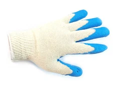 Better Grip String Knit Blue Palm Latex Dipped Gloves, Double Dipped Coating,