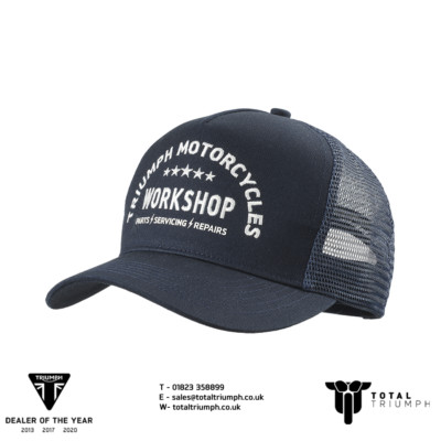 Original Triumph Motorcycles Workshop Trucker Cap Navy & Bone MCAS24302 20% OFF
