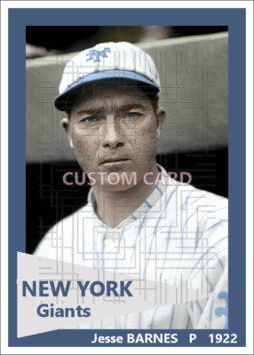Jesse Barnes - 1922 New York Giants -  2.5 x 3.5 custom card (blank back)