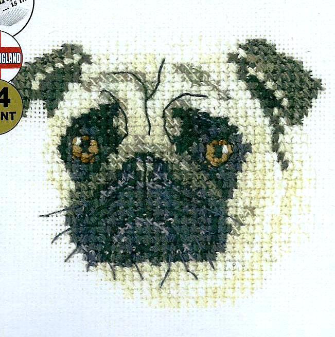 Heritage Crafts Cross Stitch Kit - Little Friends, Pug