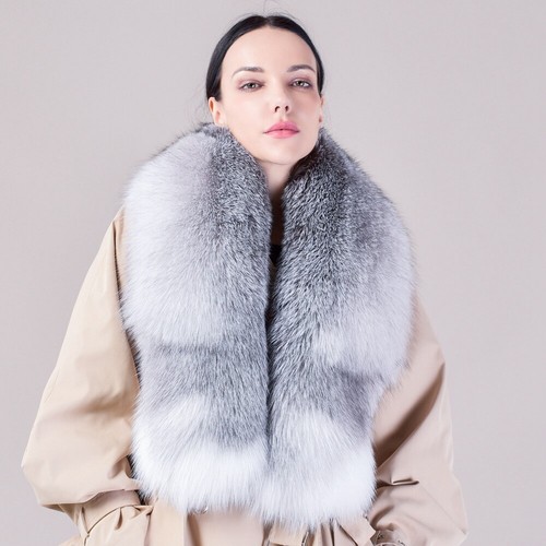 100% Real fox fur scarf / multicolor fur neck wrap / fur cape/shawl 130*20cm - Picture 5 of 20