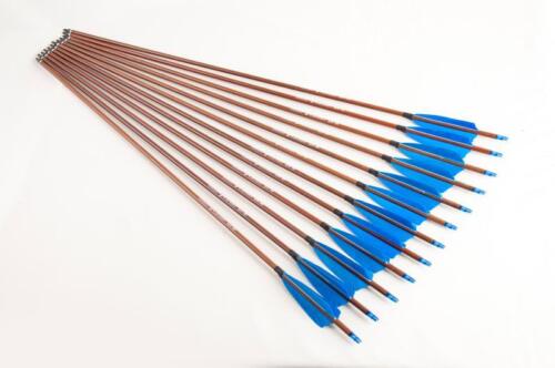 12x 31"CARBON ARROWS FEATHER COMPOUND RECURVE BOW HUNTING TARGET WOOD WRAP  - Picture 1 of 9