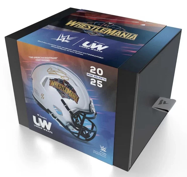 Under Wraps Autographed WWE Single WrestleMania 41 Mini Helmet Mystery In Hand