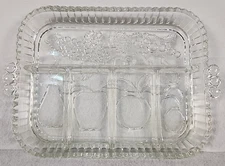 Vintage Indiana Glass Divided 5 Section Serving Relish Tray Platter Dish Fruit 