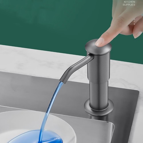 Gray 360°Sink Soap Dispenser Steel Kitchen Hands Liquid Pump Bottle Tube - Picture 9 of 11