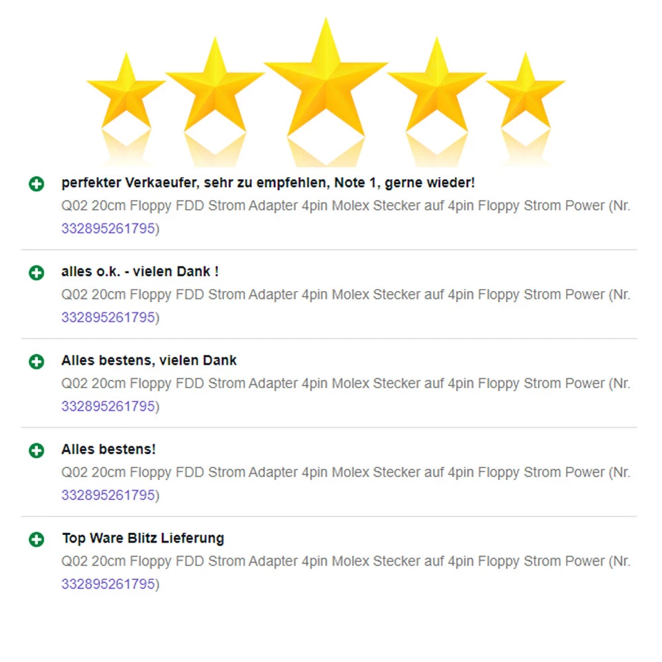 Q02 Floppy FDD Strom Adapter 4pin Molex auf 4pin Floppy IDE zu Floppy Stromkabel - Bild 4 von 4