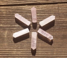NATURAL ROSE QUARTZ SINGLE TERMINATED GEMSTONE CRYSTAL PENCIL POINT (ONE)