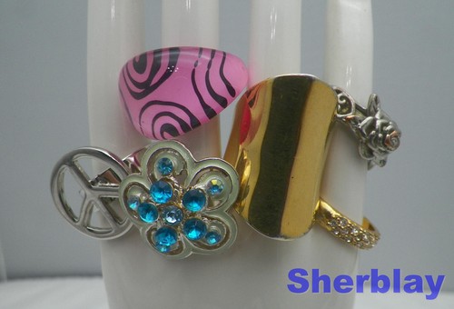 Vintage bis jetzt Konvolut 6 Ring Ringe Modeschmuck Gr. 6 7 10 & 2 verstellbar