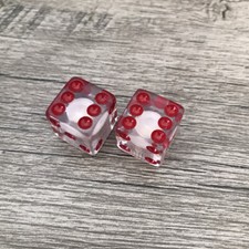 2X Clear Dice Red Dots Valve Stem Cover Caps Car Truck SUV Motorcycle Bicycle